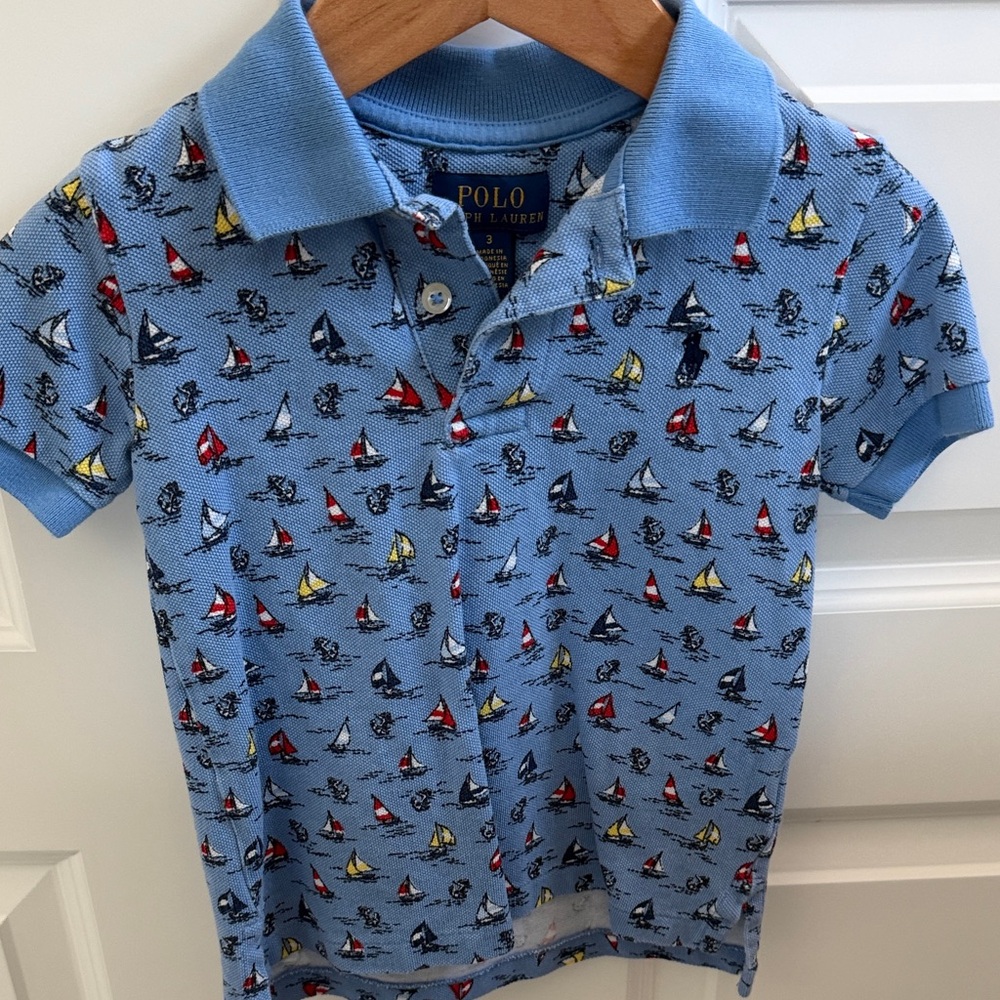 Polo by Ralph Lauren Kids Blue Shirt with Sailboat Pattern